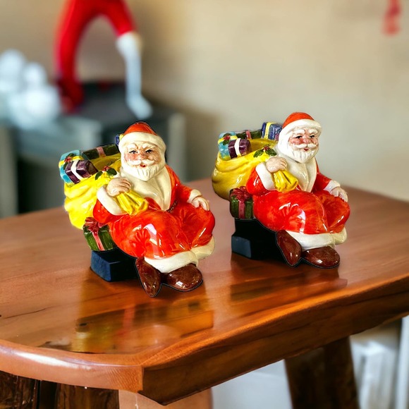 RCPC Vintage Porcelain Santa Clause Tapered Candle Holders.‎ 1991. - Picture 1 of 7